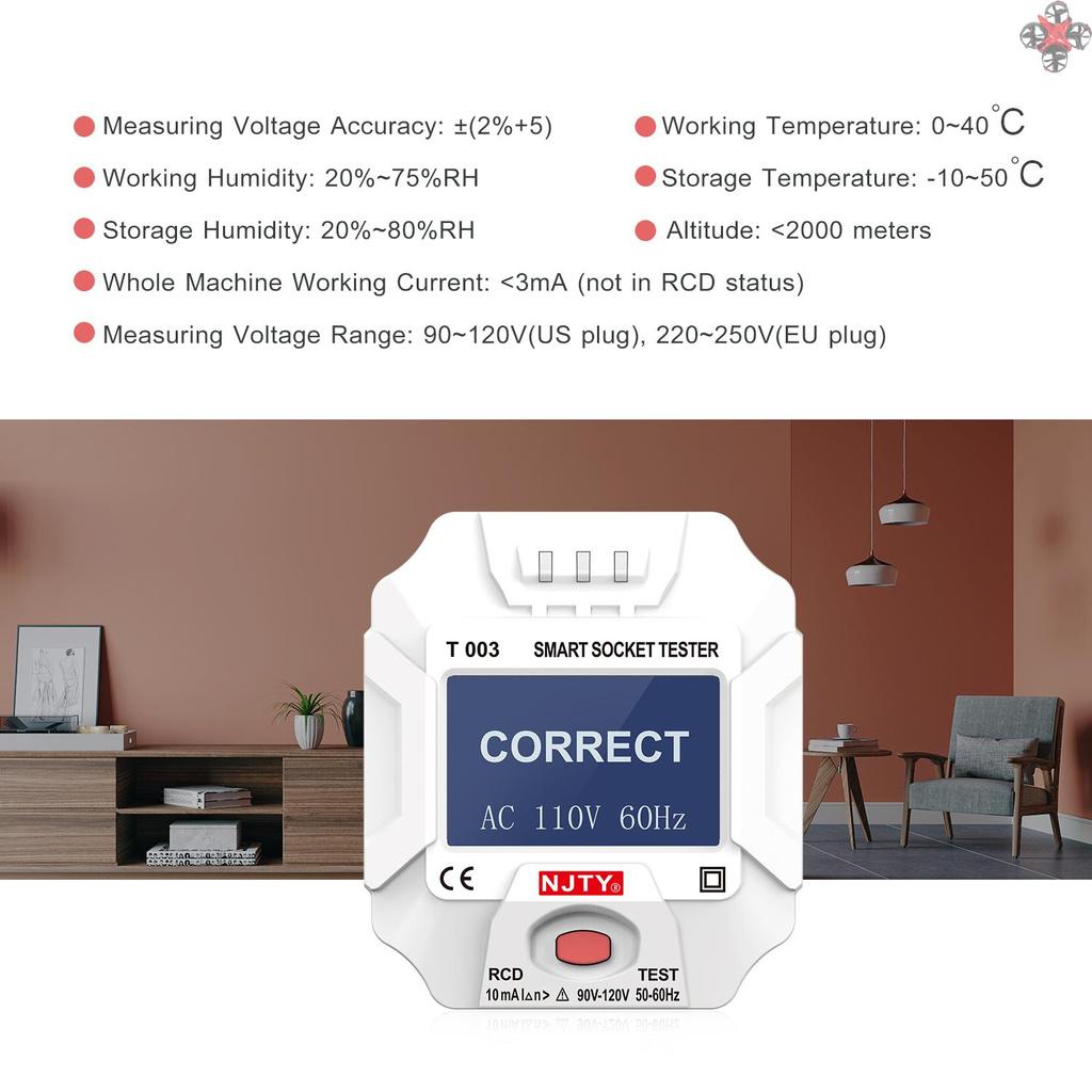Thiết Bị Kiểm Tra Ổ Cắm Gắn Tường 220~250v