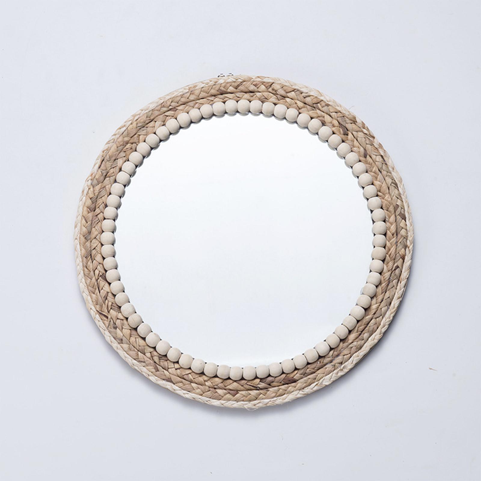 Hanging Wall Mirror,Art Ornament Beads Round Decorative Mirror,Art Ornament for Apartment Home Bedroom Living Room