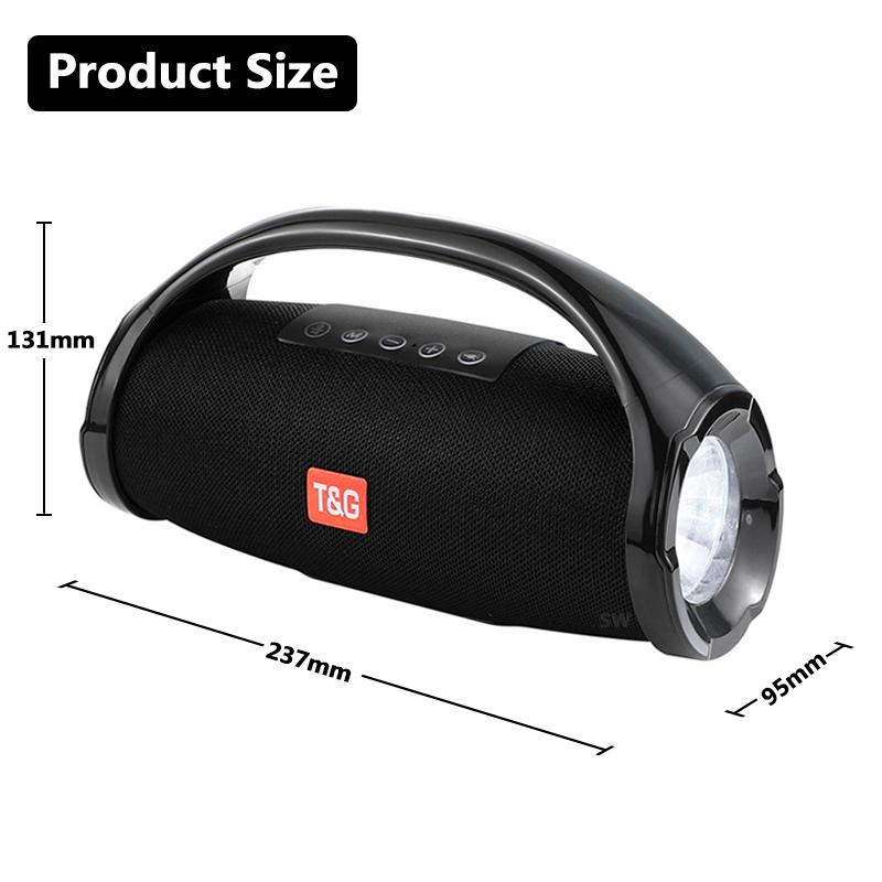 Loa Bluetooth không dây di động Cột ngoài trời 3D Điện thoại âm thanh nổi Loa siêu trầm Trung tâm âm nhạc Loa siêu trầm cho máy tính có TF FM AUX Màu sắc: Đen