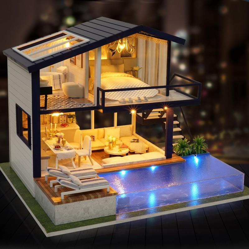 Mô hình nhà búp bê DIY Doll House Miniature_ Time Apartment _Tặng+ KEO + MICA+ CÓT NHẠC