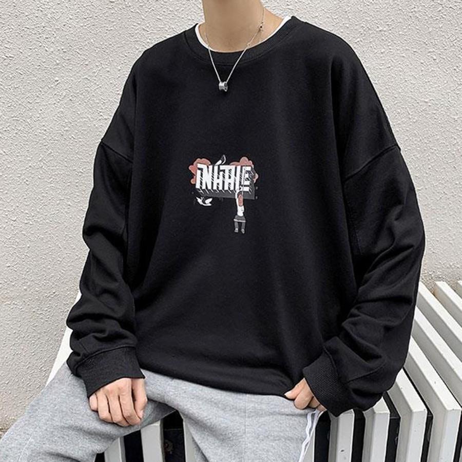 Áo dài tay NỈ BÔNG Unisex MonsterX HXLE Basic Sweater Ulzzang cặp đôi nam nữ form rộng oversize Hàn Quốc