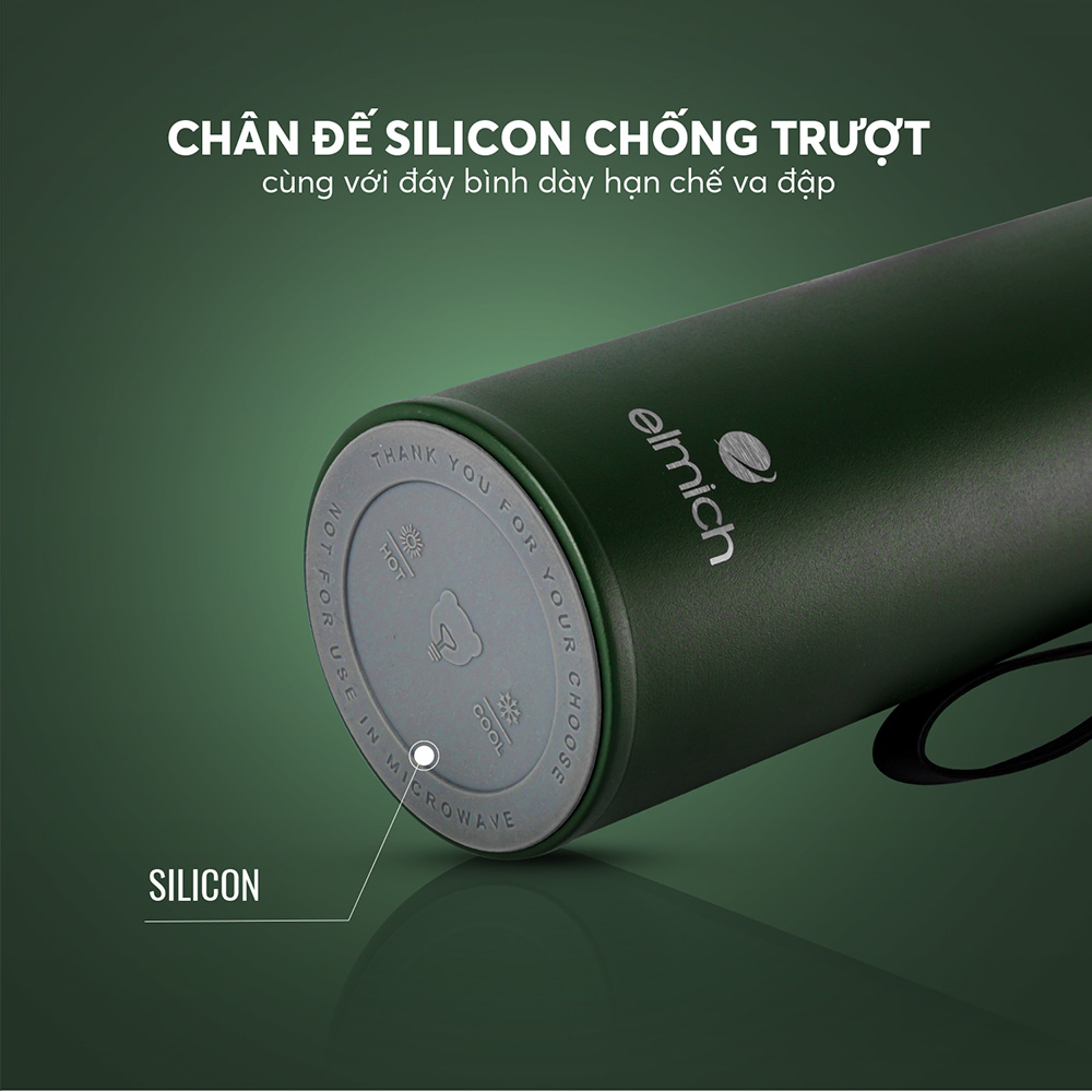 Bình giữ nhiệt inox 316 Elmich EL8311 800ml, Hàng chính hãng, thiết kế 2 nắp, miệng bình rộng, giữ nóng lạnh - JoyMall