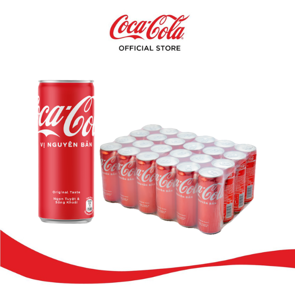 Thùng/Lốc 24 Lon Nước Ngọt Giải Khát Coca-Cola Vị Nguyên Bản Original 320m/Lon Sale 4.4 Coca-Cola Official Store