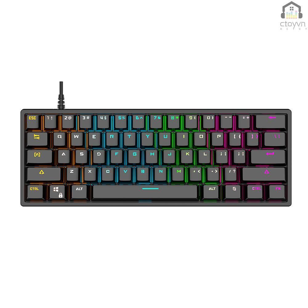 BAJEAL G101 61 Keys Wired Mechanical Keyboard RGB Backlight Keyboard PBT Two-color Injection Keycap Mechanical Blue Switch Black