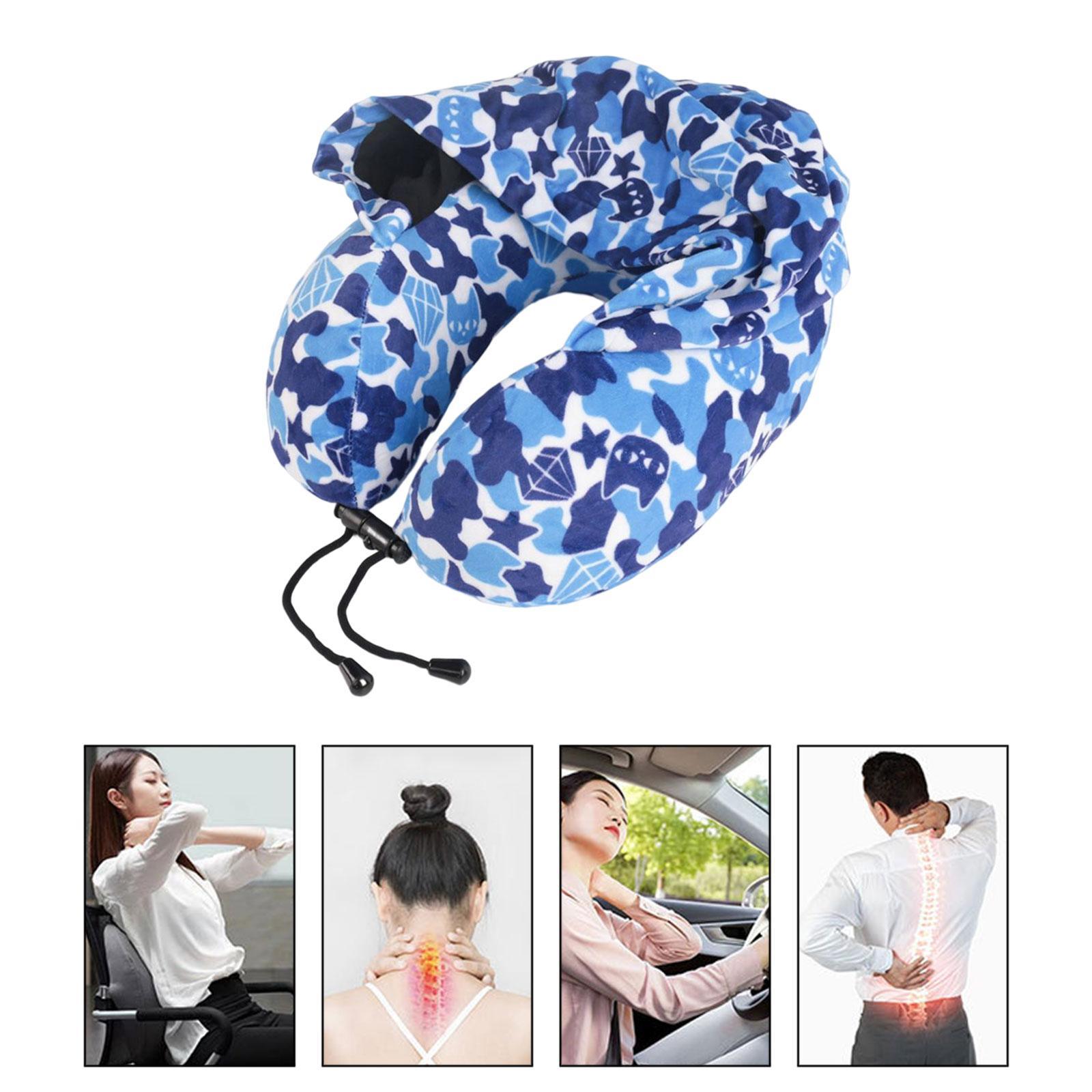 Ergonomic Memory Foam Neck Travel Pillow with Hoodie for Airplane Car Home