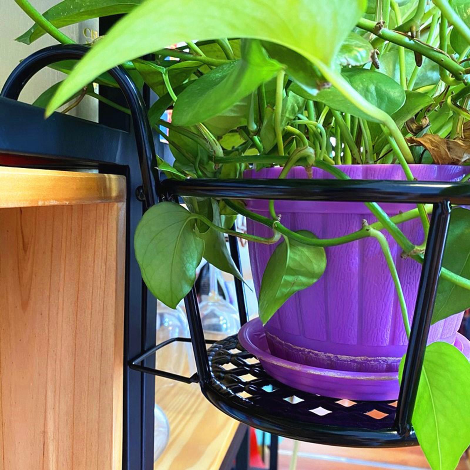 Hanging Railing Planter Flower Pot Holder Plant Holder for Indoor Use Black