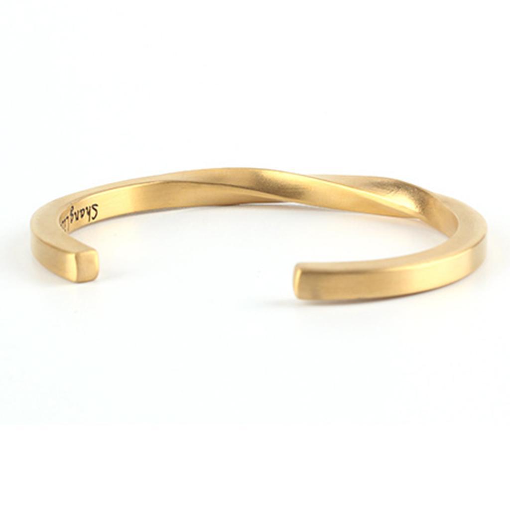 Never Give Up Twist Open Bangle Women Men Couple Jewelry