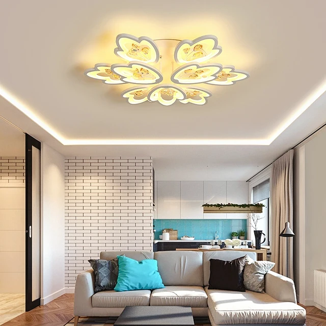 Đèn Ốp Trần, Đèn Trần Trang Trí Phòng Khách, Phòng Ngủ, Trần Thạch Cao 3 Chế Độ Sáng Có Kèm Điều Khiển Từ Xa