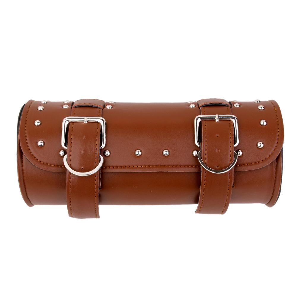 1x Luggage Saddle Bag Motorcycle Luggage Tool Bag Roll Brown Color