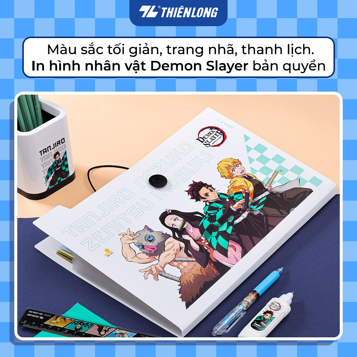 Bìa 8 ngăn hồ sơ tài liệu văn phòng - học sinh A4 Thiên Long Demon Slayer DF-006/DS