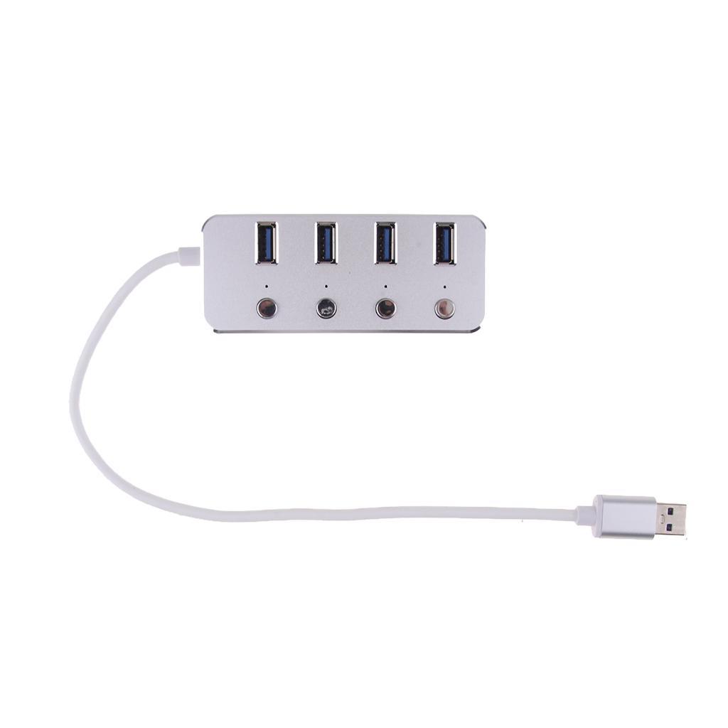 4 Ports USB 3.0 Hub Expansion Splitter Box with ON/OFF Switch