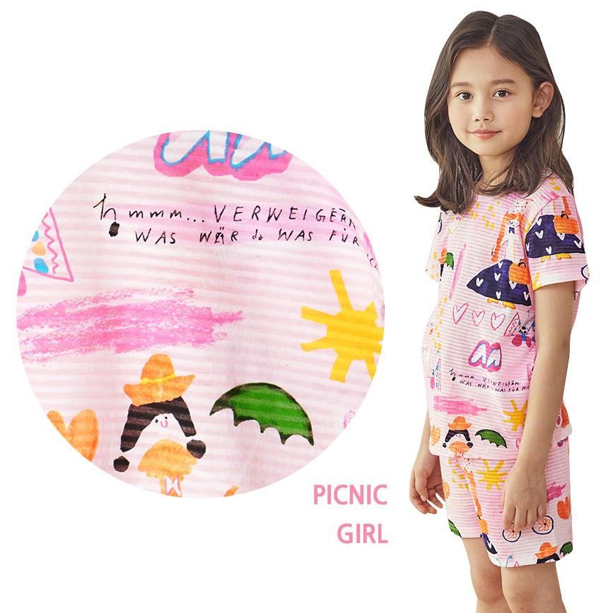 Bộ đồ ngắn tay mặc nhà cotton giấy cho bé gái U3015 - Unifriend Hàn Quốc, Cotton Organic