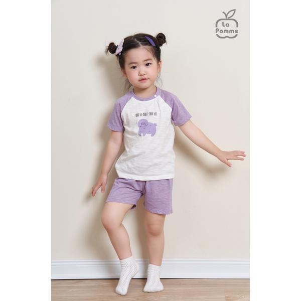 Bộ đồ cộc tay La Pomme Raglan cún nhỏ - Tím