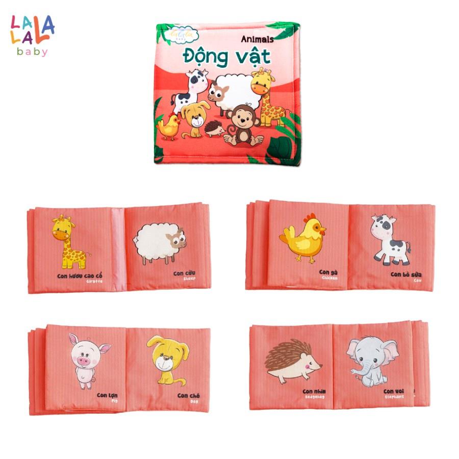Combo 2 cuốn sách vải Lalala Baby kích thích đa giác quan, kích thước 15x15cm 12 trang