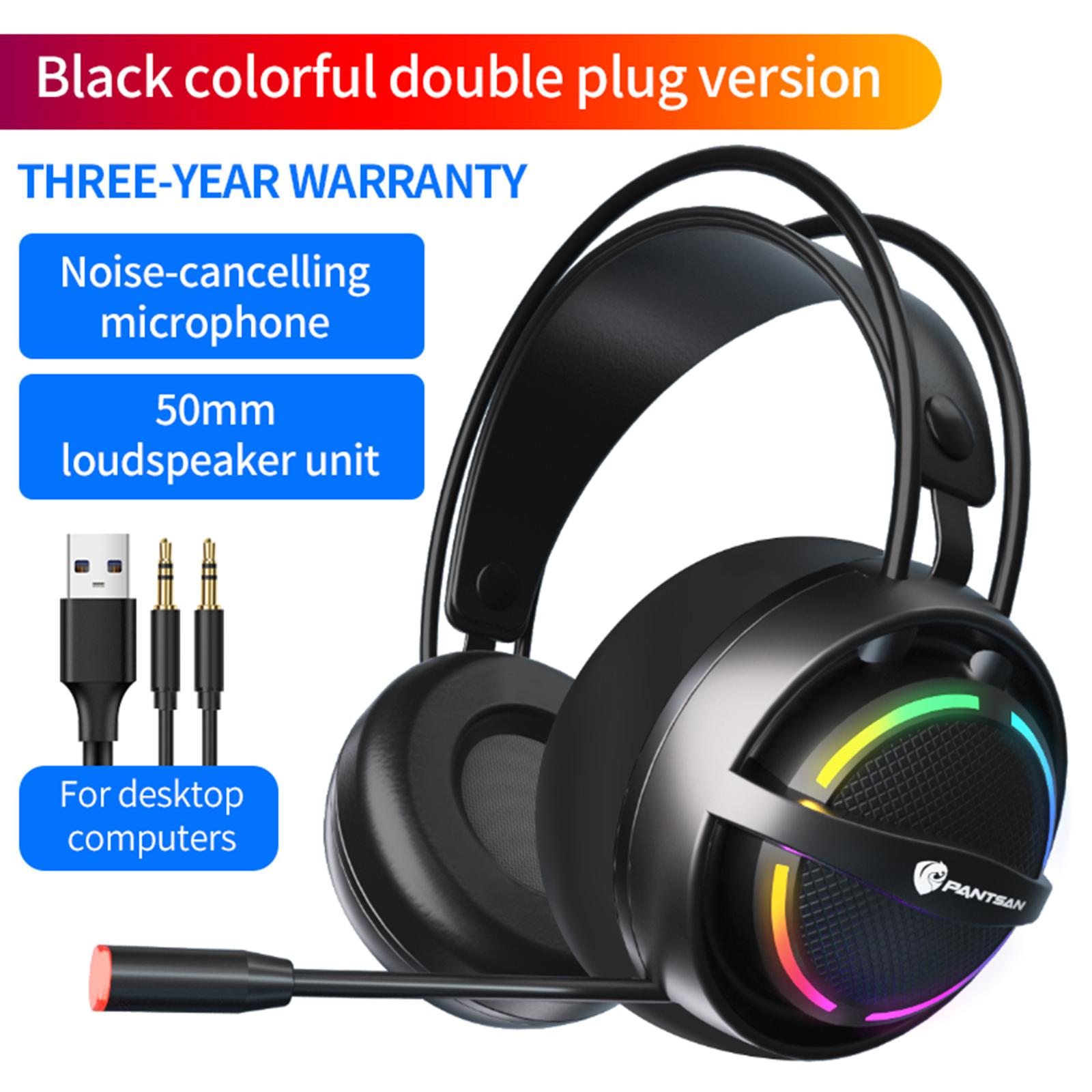 PC Gaming Headset with Microphone 7.1 Surround Sound Wired Over Ear USB Computer Gaming Headset Headphone with Detachable Mic and LED Light for Laptop