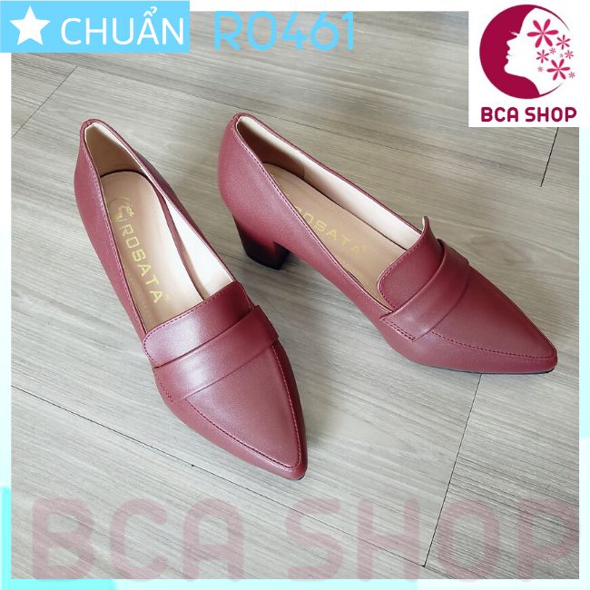 Giày cao gót nữ 5p RO461 ROSATA tại BCASHOP kiểu dáng công sở, gót vuông cùng màu thân - màu đỏ đô