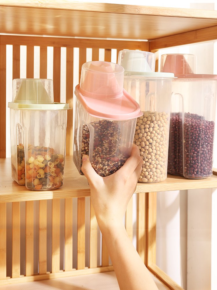 Bình đựng hạt ngũ cốc có nắp 2.5 lít tiện dụng, hộp đựng thực phẩm khô kín hơi chống ẩm kèm cốc đong