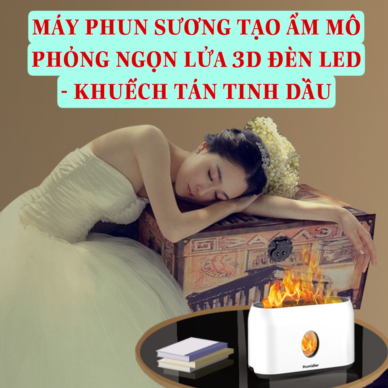 MÁY PHUN SƯƠNG TẠO ẨM MÔ PHỎNG NGỌN LỬA 3D ĐÈN LED - KHUẾCH TÁN TINH DẦU "BAHAMAR"