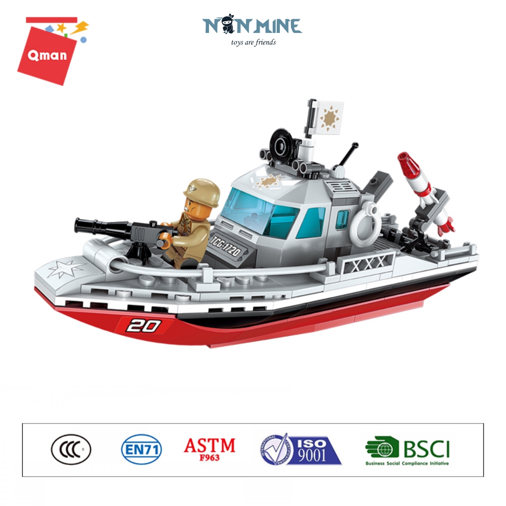 Bộ Xếp Hình Lắp Ghép Quân Đội Qman 1720 Tàu Cano Nhỏ 235 Chi Tiết Kèm 3 Minifigure