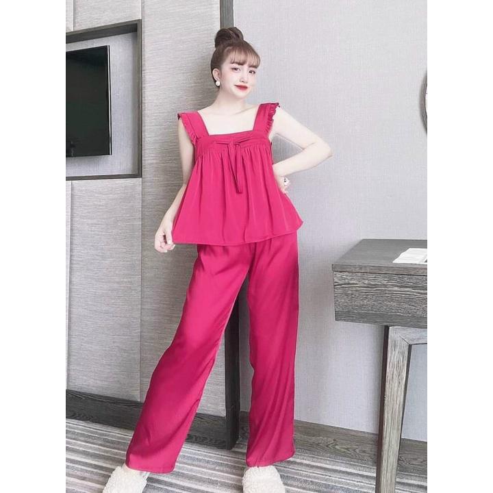 Đồ bộ nữ vải satin (nặng dưới 55kg, mông dưới 95cm mặc vừa) * Set đồ bộ nữ