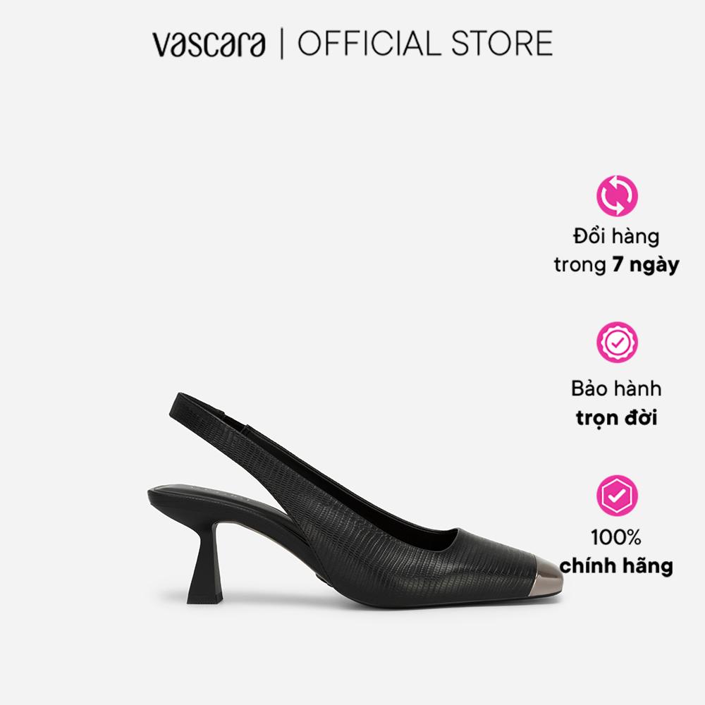 Vascara Giày Slingback Mũi Vuông Bọc Metallic - BMN 0555