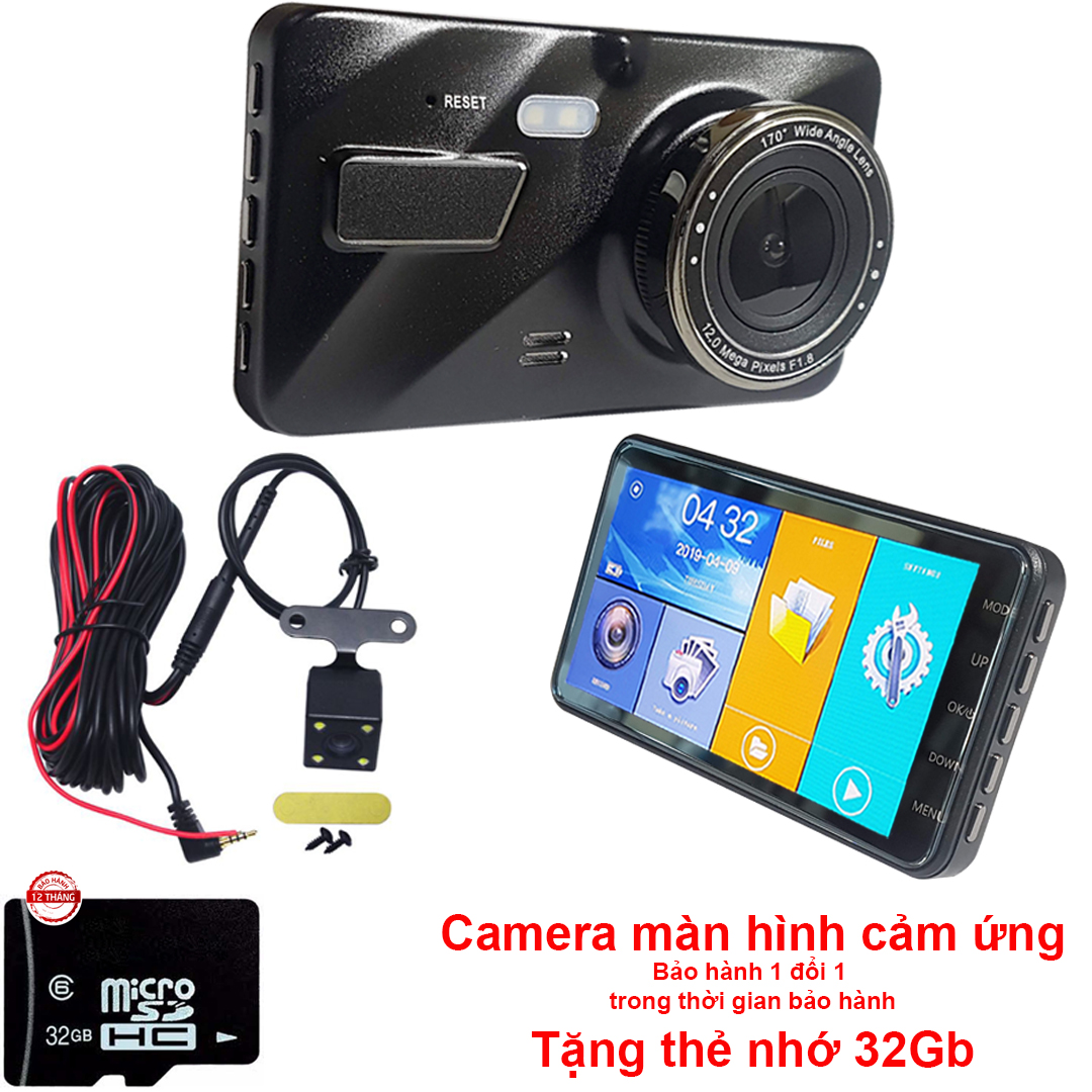 Camera hành trình, màn hình cảm ứng 4.0 inch, có cam sau. Tặng thẻ 32GB