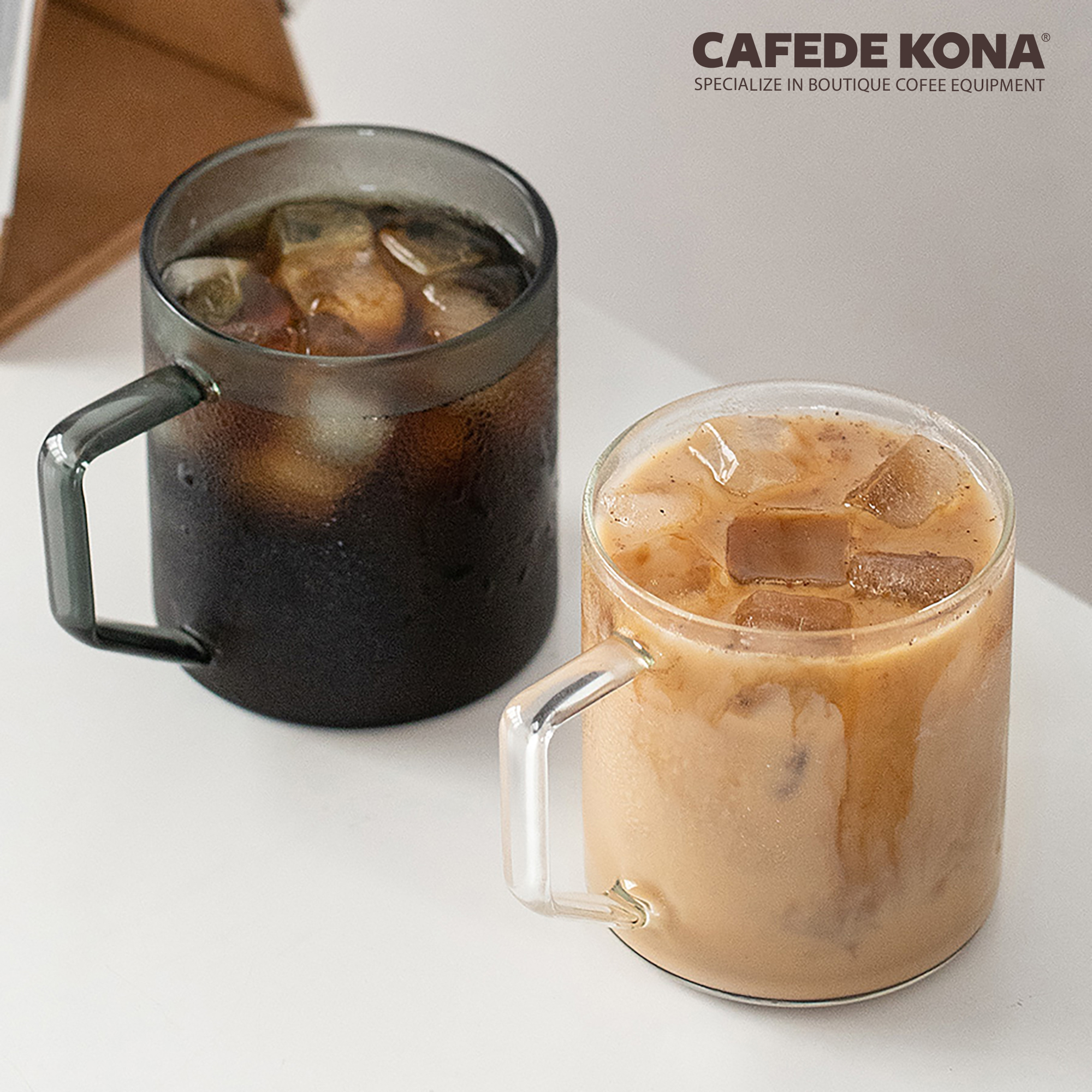 Ly thủy tinh uống trà cà phê 360ml CAFE DE KONA