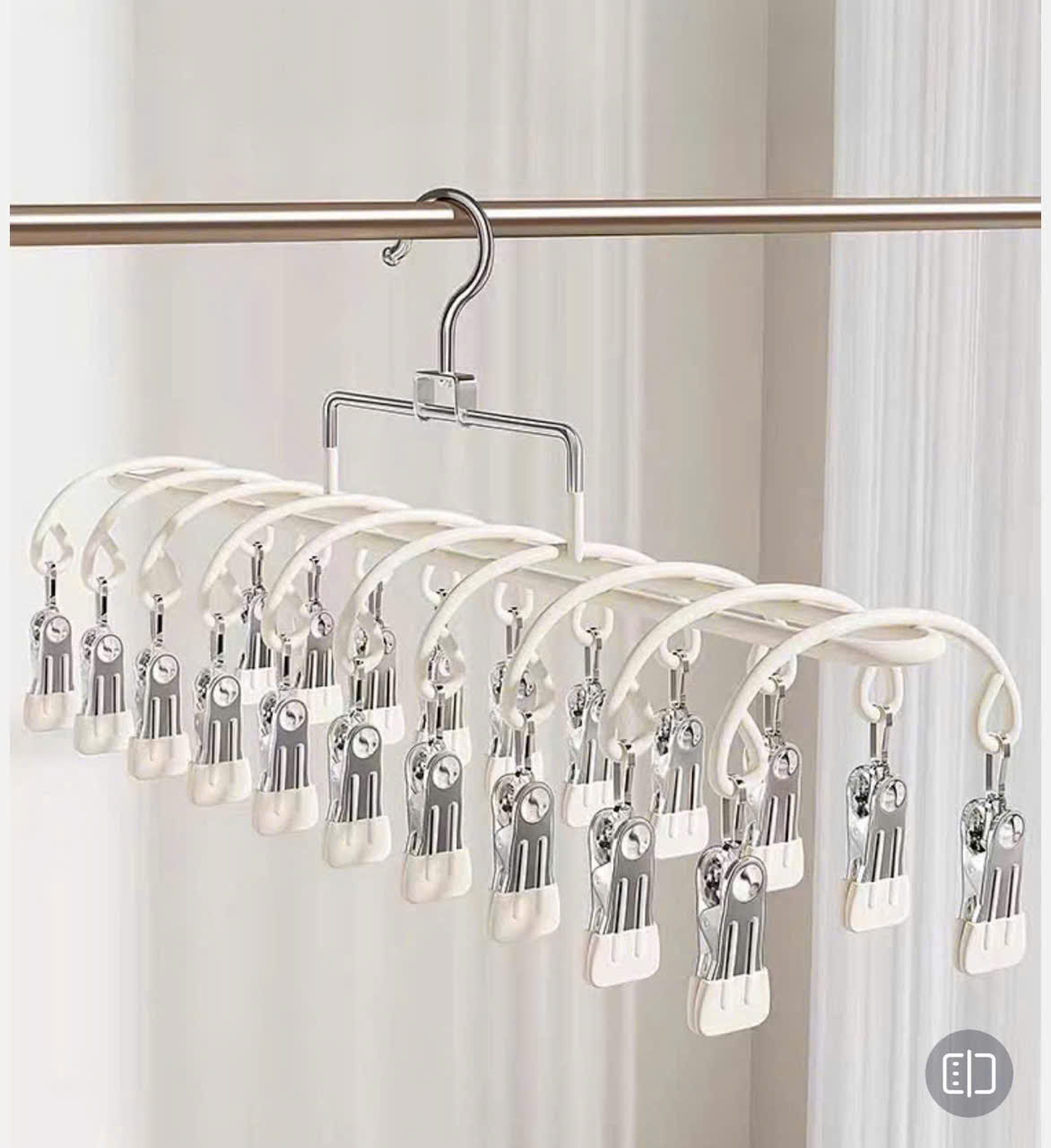 Móc Vòm 20 Kẹp Phơi Đồ Lót &amp; Đồ Trẻ Em Chống Trượt – Móc Kẹp Treo Tất Vớ Chống Gió, Móc Treo Quần Áo Thép Bọc Nhựa 37cm - HÀNG CHÍNH HÃNG MINIIN