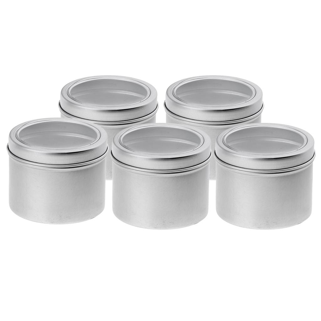5Pcs Aluminum Tin Storage Pot Candles Salves Containers Screw Lid 100ml