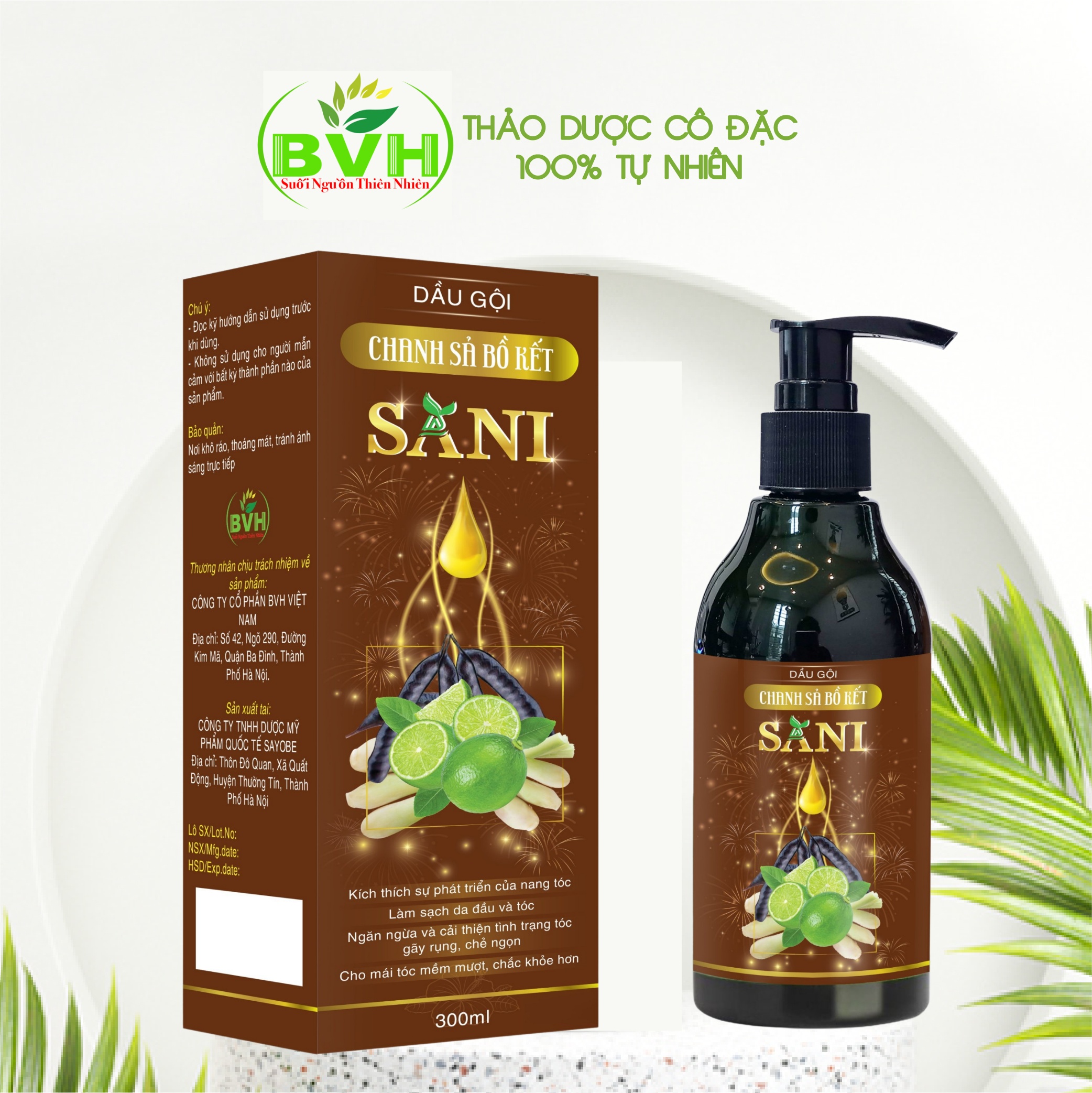 Dầu Gội Thảo Mộc Thiên Nhiên Cô Đặc SANI 300 ml .Dầu gội thảo mộc sạch gàu, nấm ngứa, chống, ngăn rụng tóc, mọc tóc