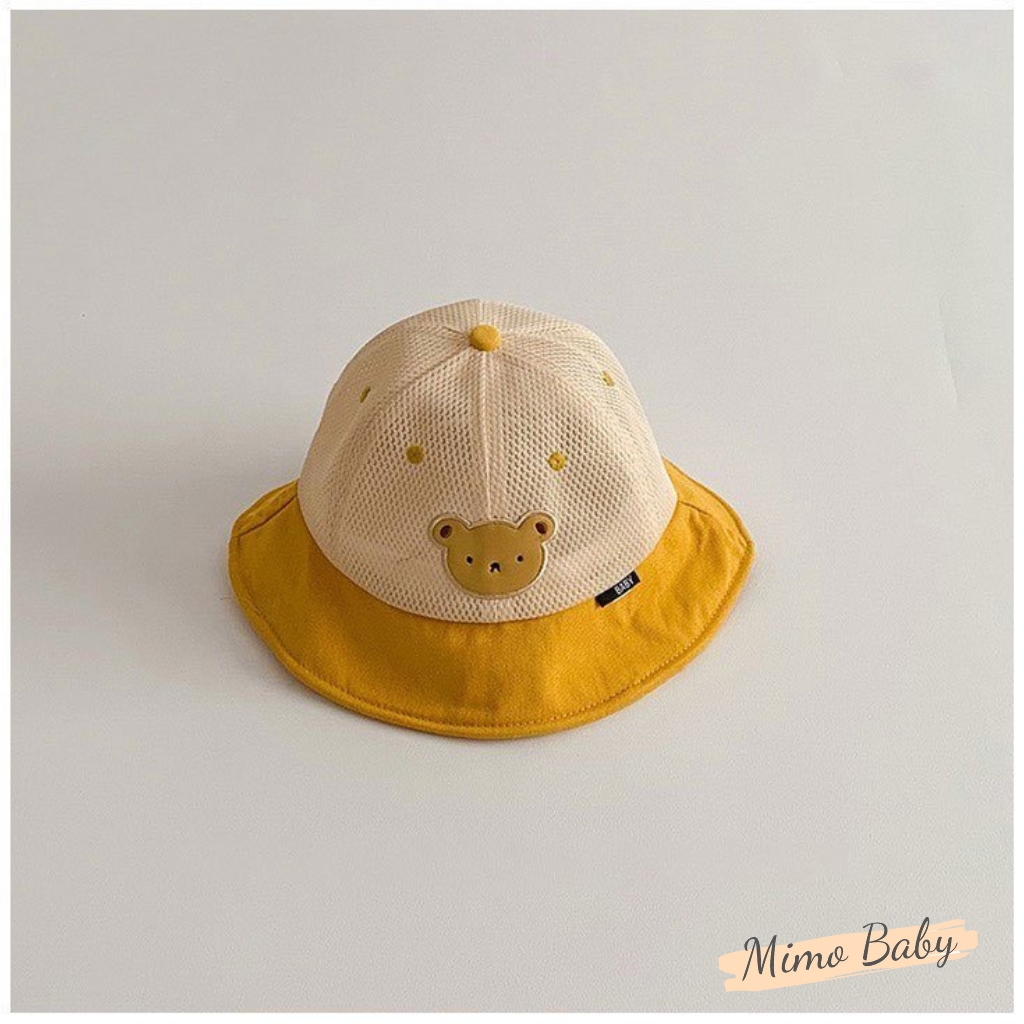 Mũ nón tai bèo lưới thoáng thêu hình gấu đáng yêu cho bé MH239 Mimo Baby