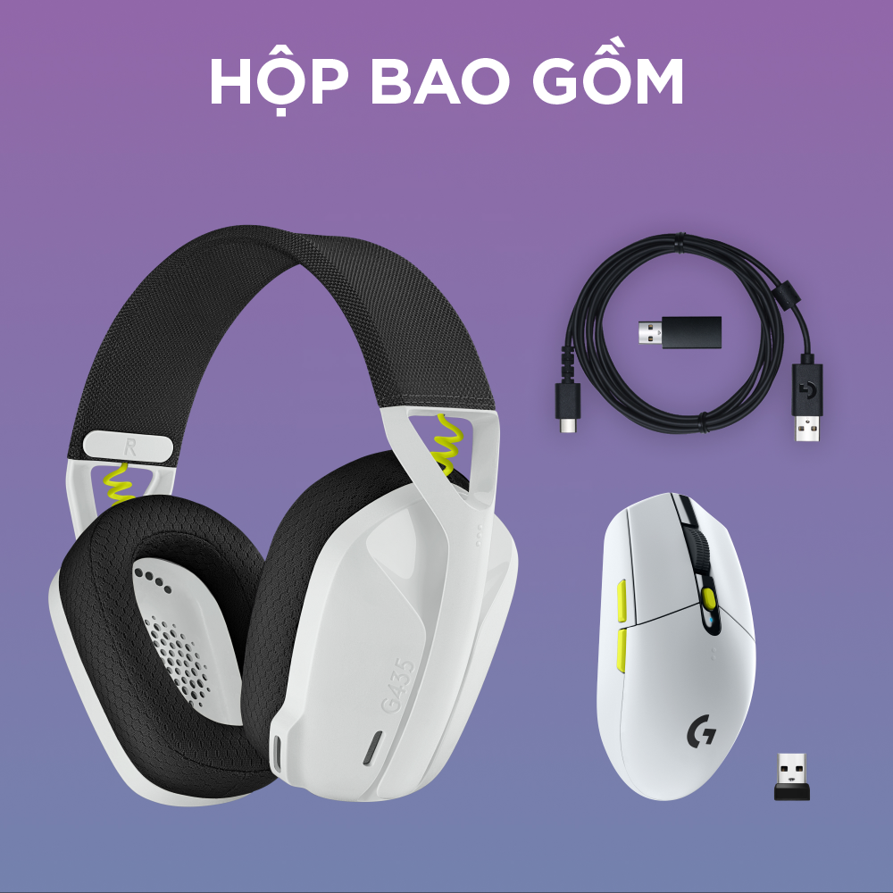 Combo Game Không Dây Logitech G: Chuột Lightspeed G304 SE và Tai nghe Bluetooth G435 SE, tương thích PC,MAC PS4 PS5, Micro kép tích hợp - Hàng Chính Hãng							