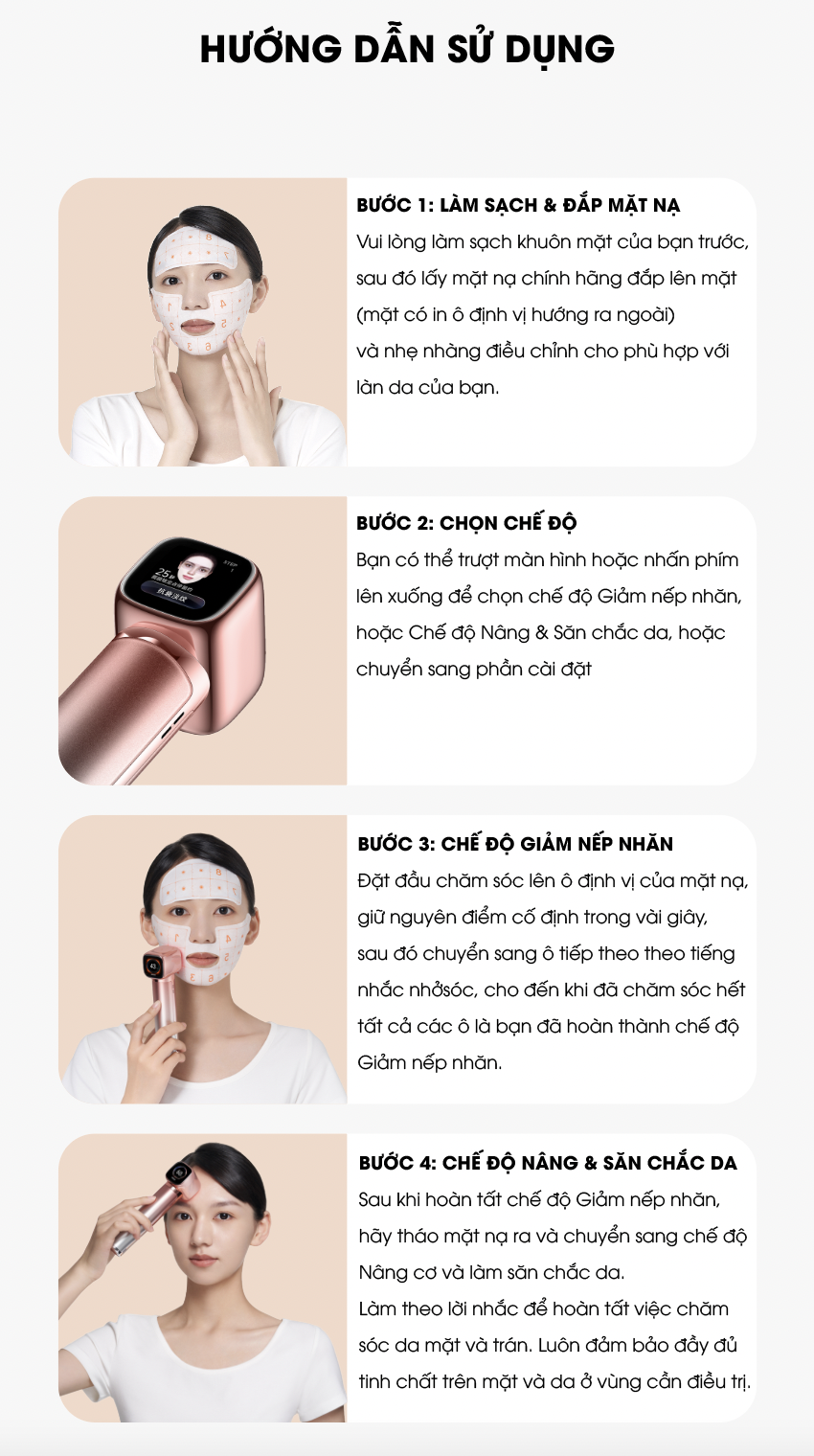 Máy làm đẹp da mặt Cao cấp Xiaomi NINETEEN - Công nghệ tần số vô tuyến RF Collagen Harmer chống lão hoá