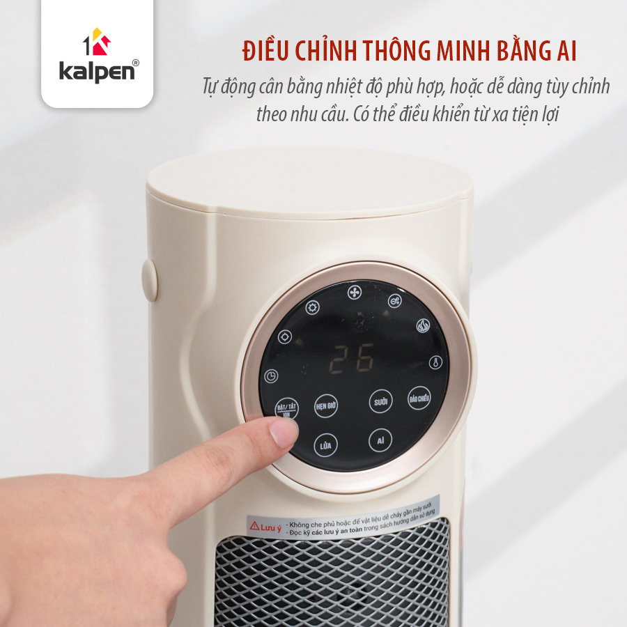 Máy sưởi gốm PTC Kalpen E10 ion diệt khuẩn 2200W kèm khiển từ xa - Hàng chính hãng