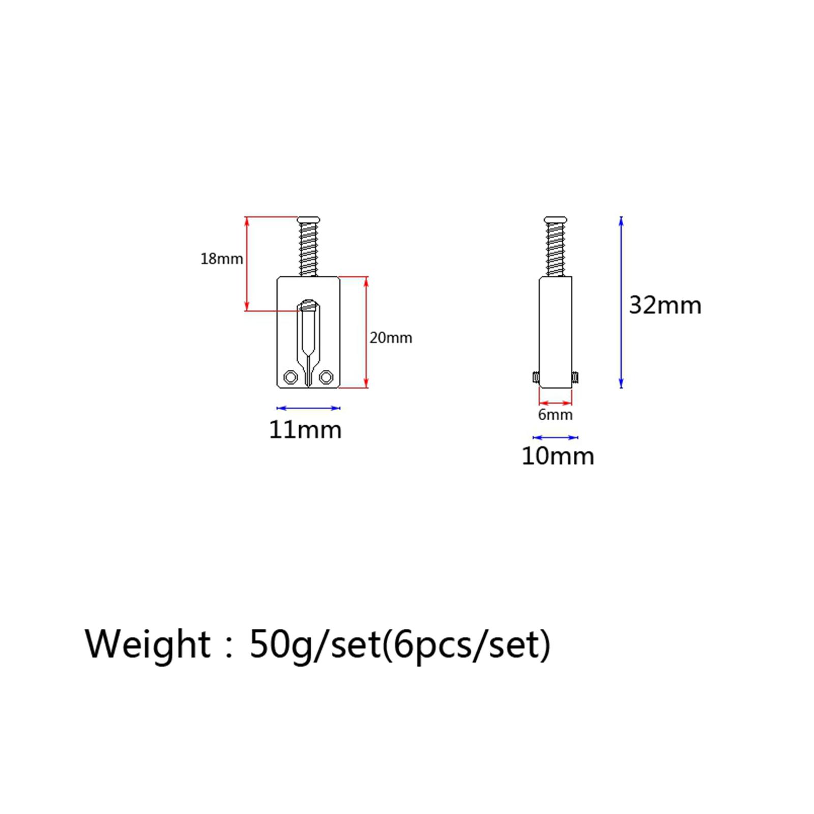 6pc/set Brass Gold Guitar Bridge Saddles fit for ST Electric Stringed Guitar Replacement