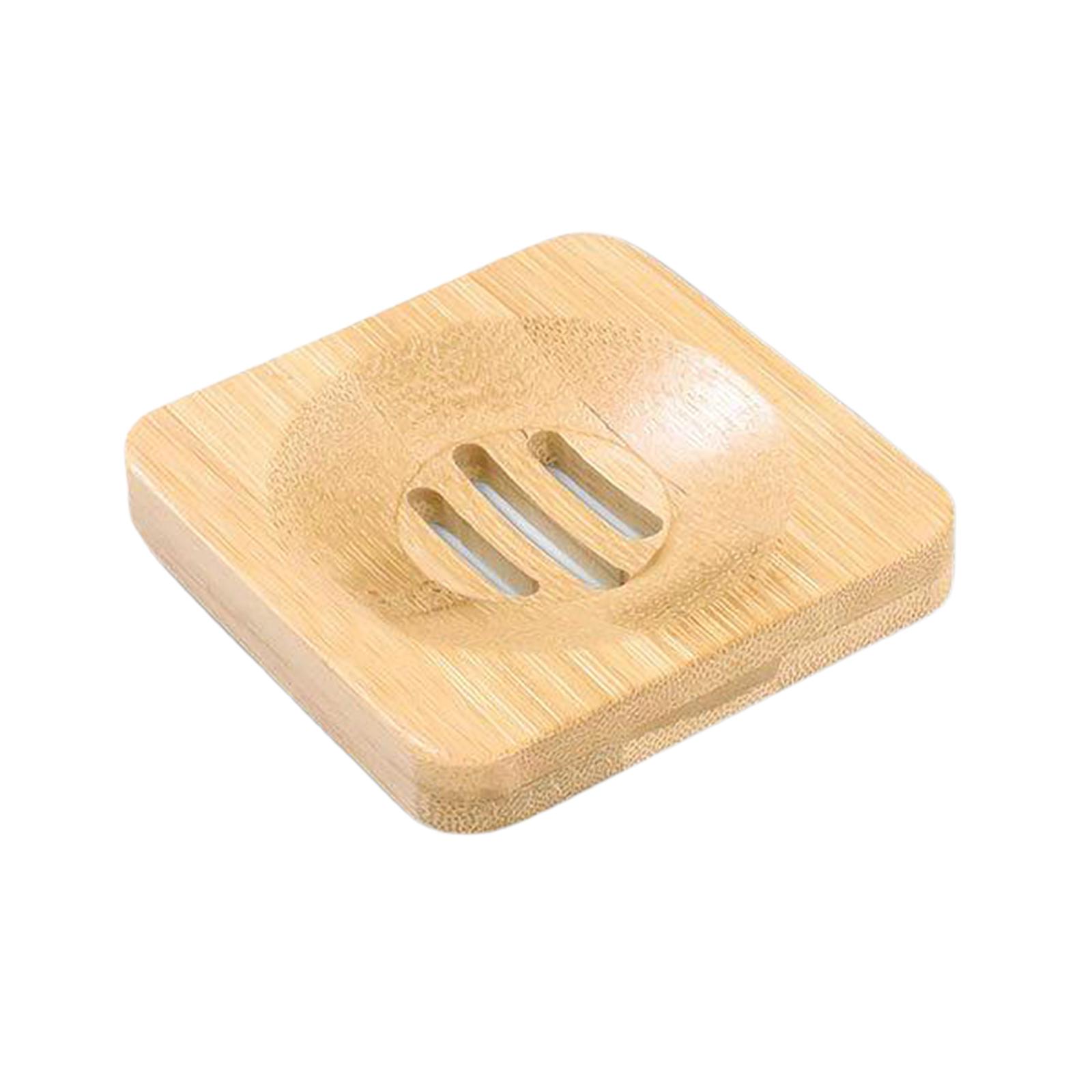 Soap Rack Tray Soap Holder Bamboo Dish Plate for Bath Kitchen Square