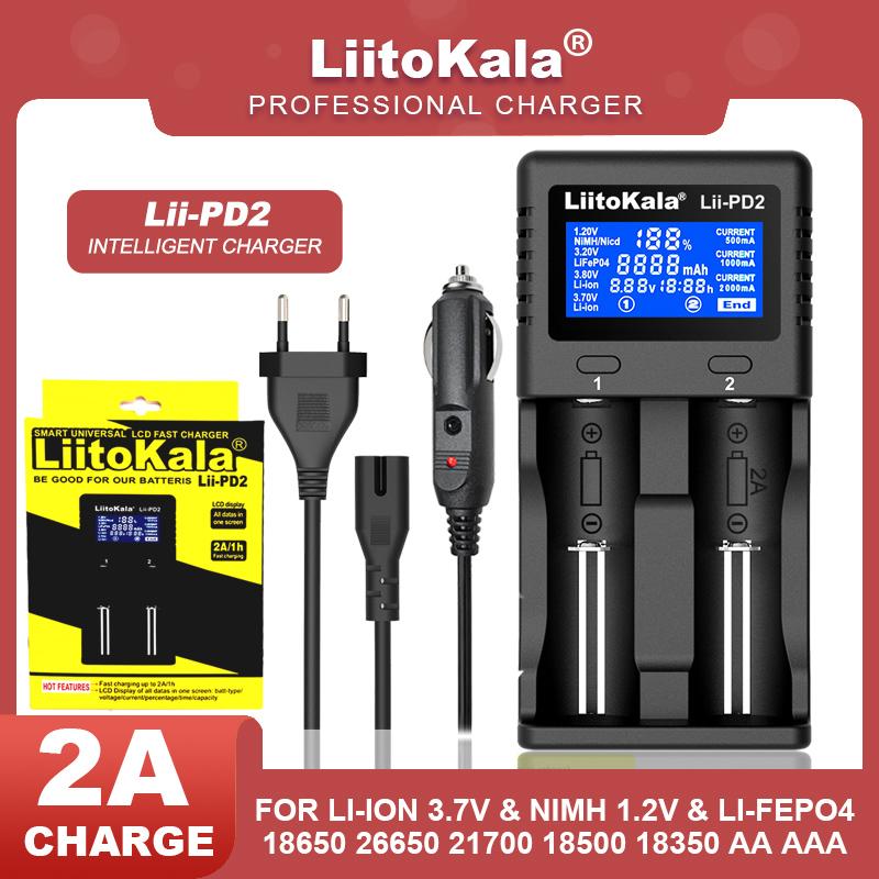 Liitokala Lii-PD4 Lii-PD2 Bộ sạc pin 3.2V 1.2V 3.8V 3.7V 18650 Màn hình LCD 18490 21700 26650 20700 AA AAA Công suất thử nghiệm Màu sắc: Lii-PD2 Trọn bộ