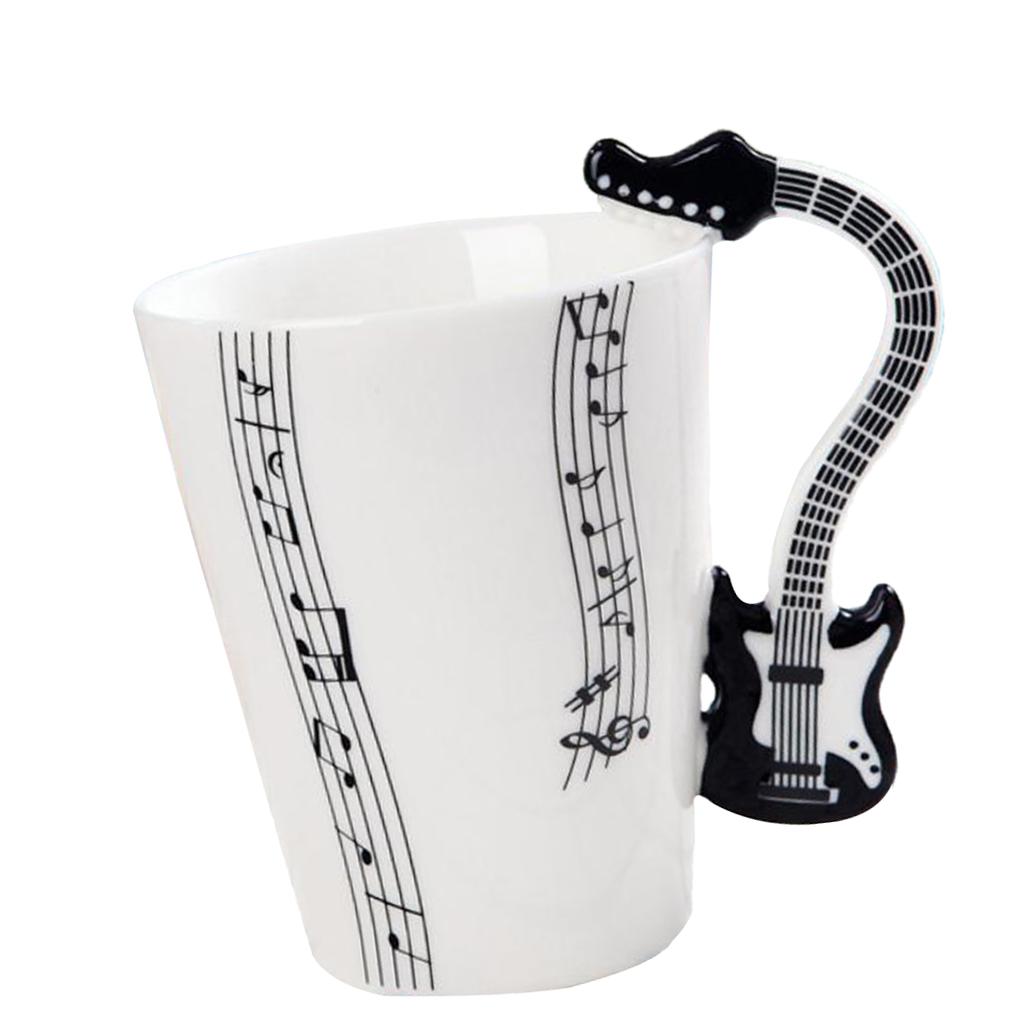 Musical Guitar Mug Drink Tea Milk Coffee Mug Ceramic Cup Black Freedom