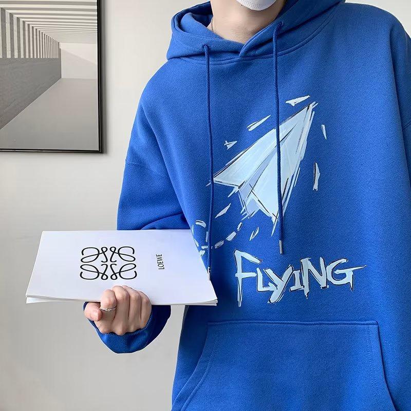 Áo Hoodie Tay Dài Dáng Rộng In Hình Máy Bay Giấy Phong Cách Thời Trang