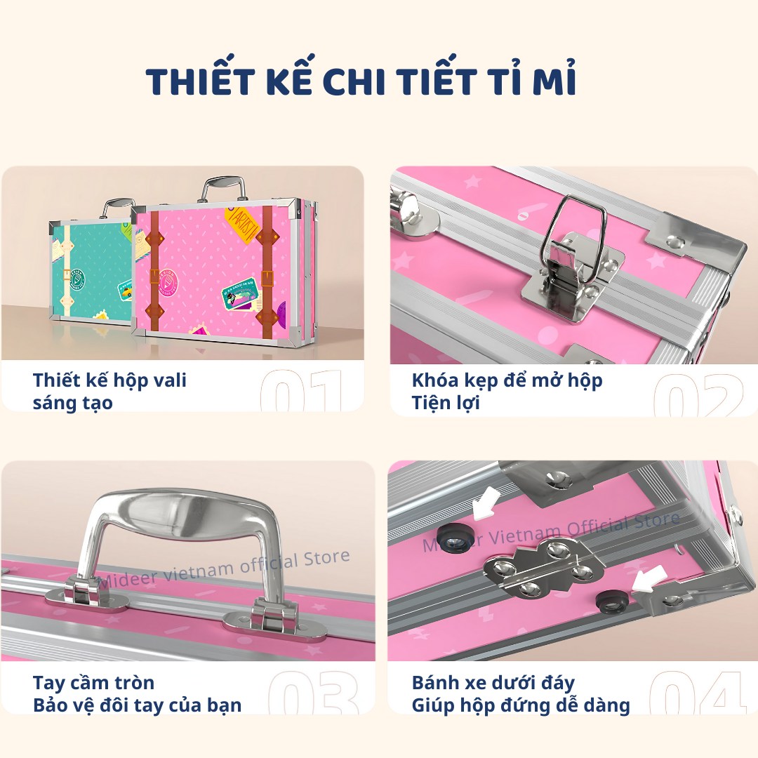 Bộ bút màu 100 chi tiết Màu sáp cao cấp hữu cơ  Mideer Artist Suitcase