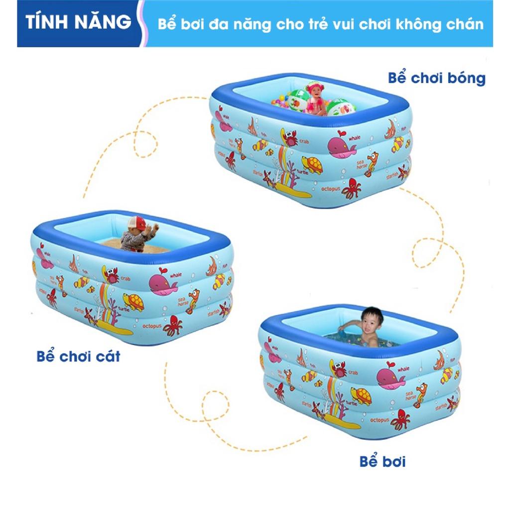 Bể bơi cho bé cao cấp hình chữ nhật đủ kích cỡ 2-3 tầng đáy 2 lớp chống trượt bền đẹp Amalife