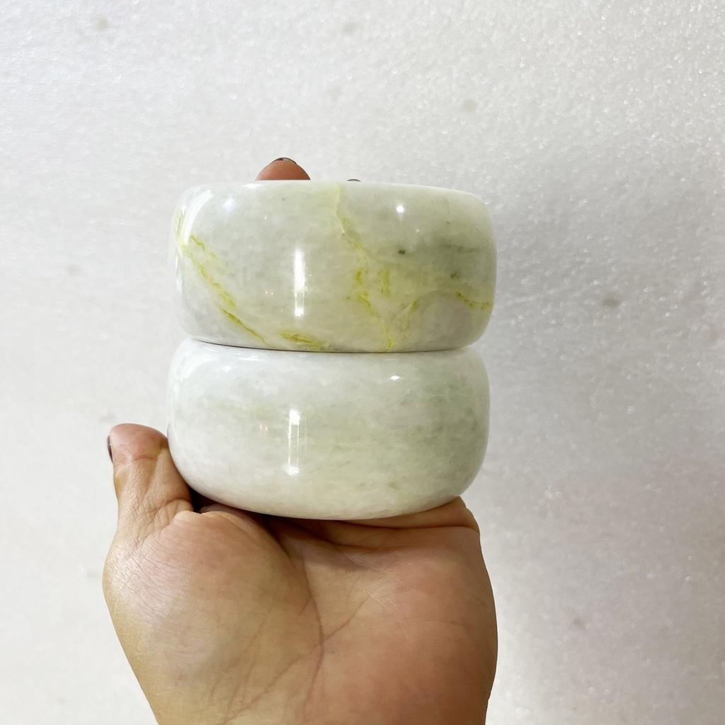 Vòng tay bạch ngọc bản cao 3 cm cho người mệnh Kim và Thủy