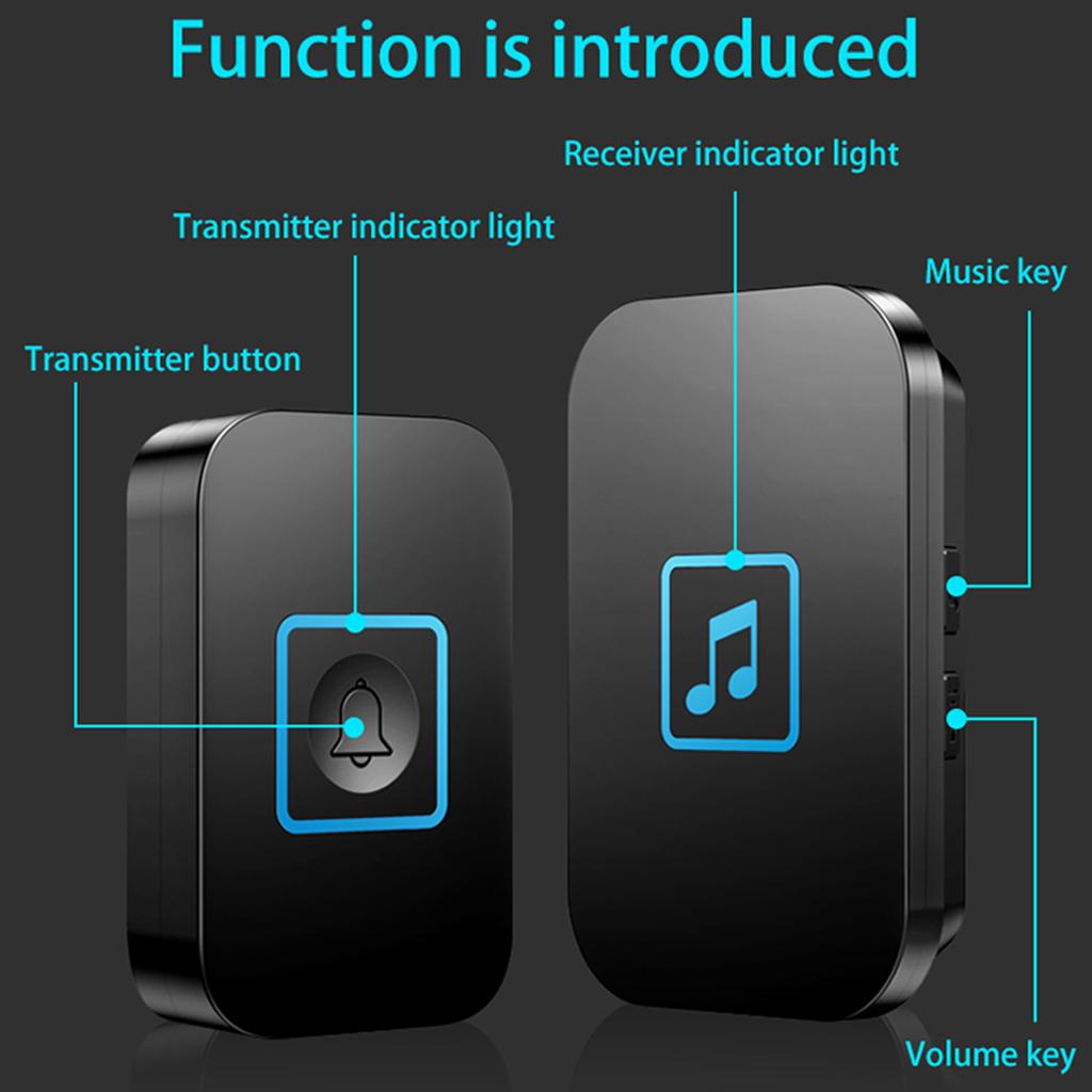 Wireless Chime Doorbell 60 Melodies 1 Transmitter+ 1 UK Plug-in Receiver
