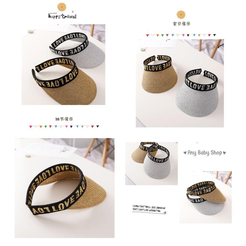 Mũ cói đi biển nửa đầu cho mẹ và bé cực xinh