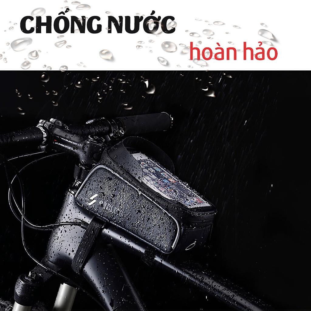 Túi xe đạp cao cấp, túi treo sườn xe đạp chống nước bọc cảm ứng phù hợp với mọi dòng xe