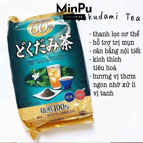 Trà Diếp Cá Orihiro Tiêu Mụn, Mát Gan, Giải Độc - Dokudami Tea Orihiro 60 gói/ bịch