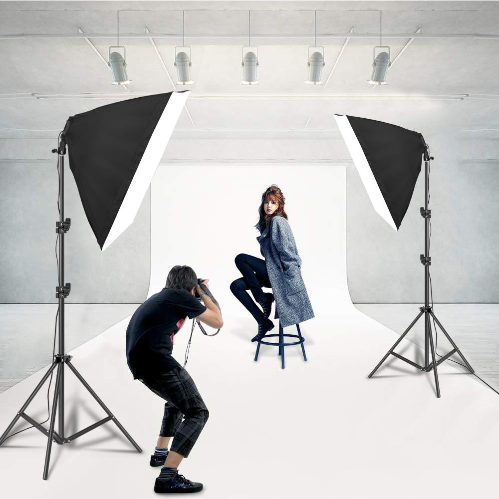 Bộ đèn studio chụp ảnh, quay phim, Livestream chuyên nghiệp, cao 1.7m softbox 50x70cm