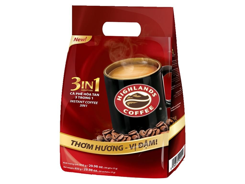 [Mua 4 túi giảm 5%] -Cà phê sữa hòa tan HIGHLANDS COFFEE –Túi 50 gói