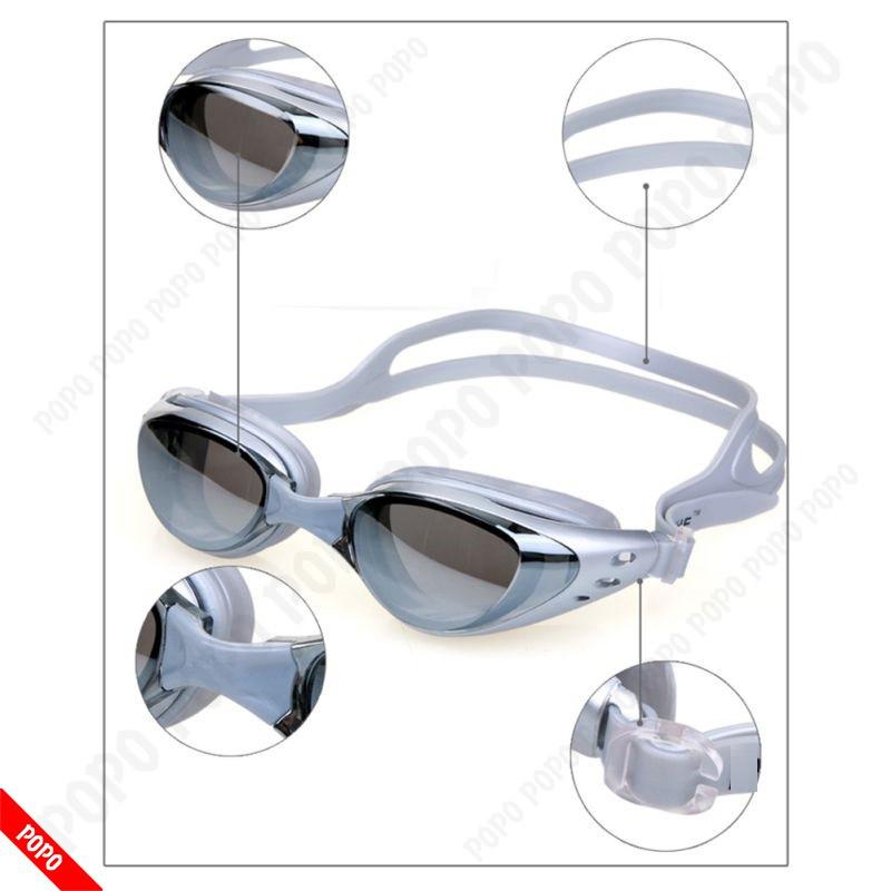 Kính bơi cận có độ POPO 610 kiếng bơi người lớn cho nam nữ cản tia UV hạn chế sương mờ