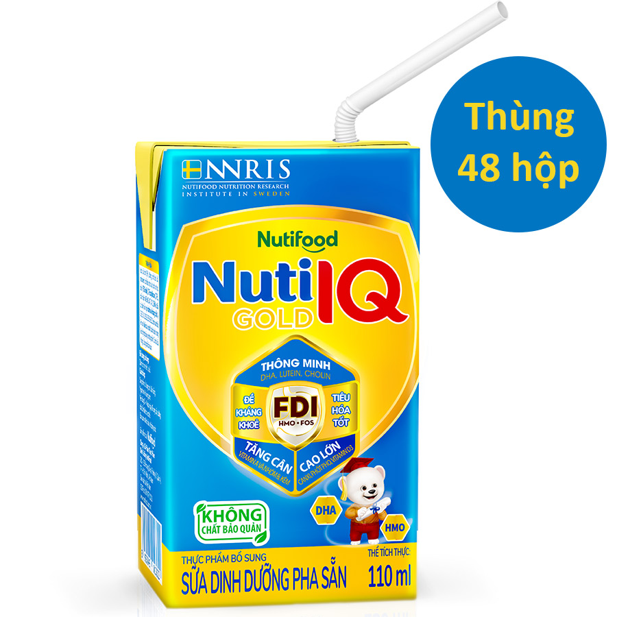 Thùng 48 hộp Sữa Bột Pha Sẵn Nuti IQ Gold 110ml